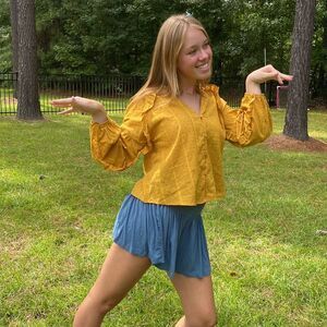 Ellison Mustard Blouse NWOT Size Small